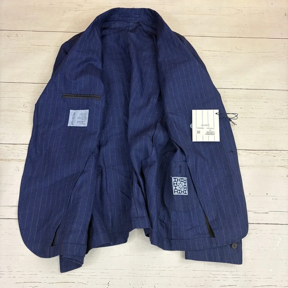 Italian Linen Suit Unstructured Surgeon Cuffs 38 Drawstring Pants Made Italy NWT